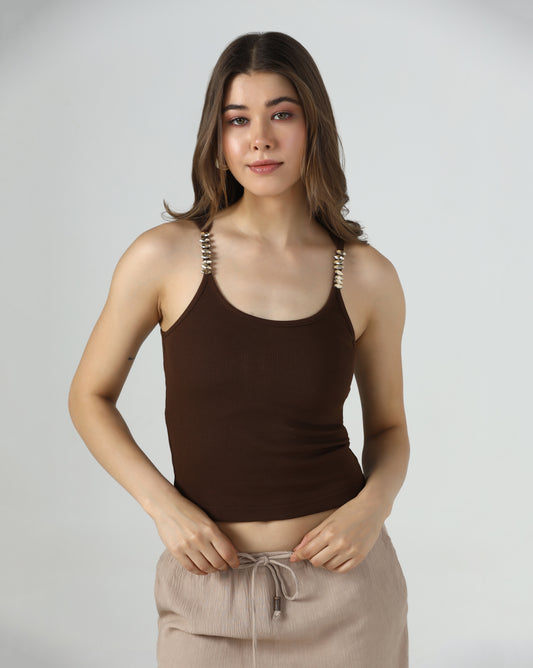 Crystal Strap Rib Tank