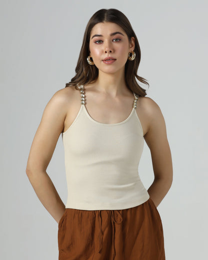 Embellished Strap Rib Tank