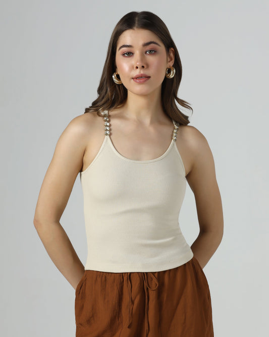 Embellished Strap Rib Tank