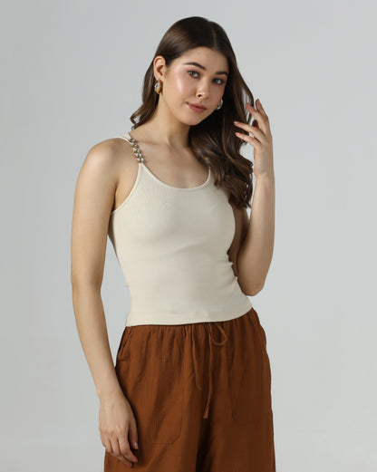Embellished Strap Rib Tank
