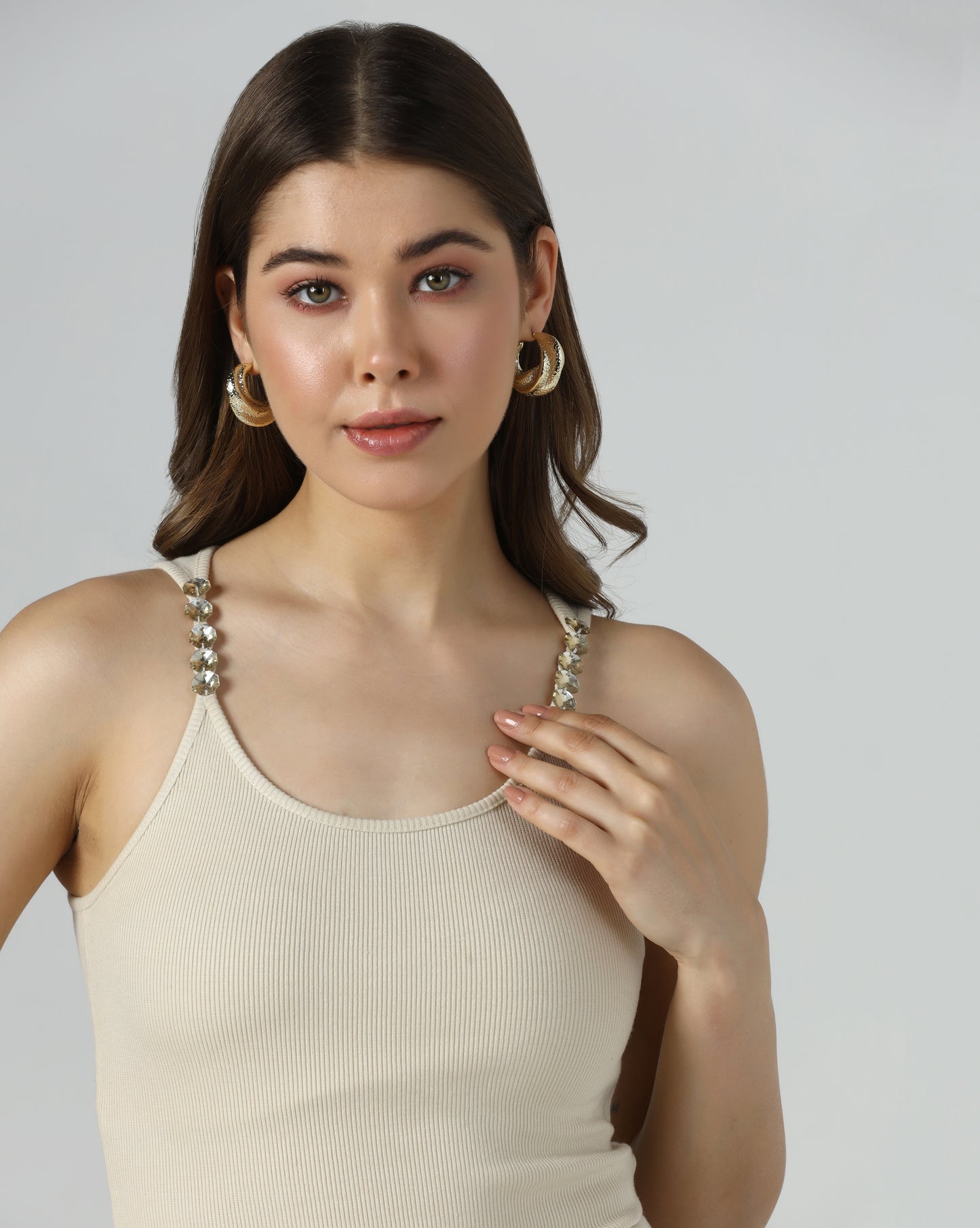 Embellished Strap Rib Tank