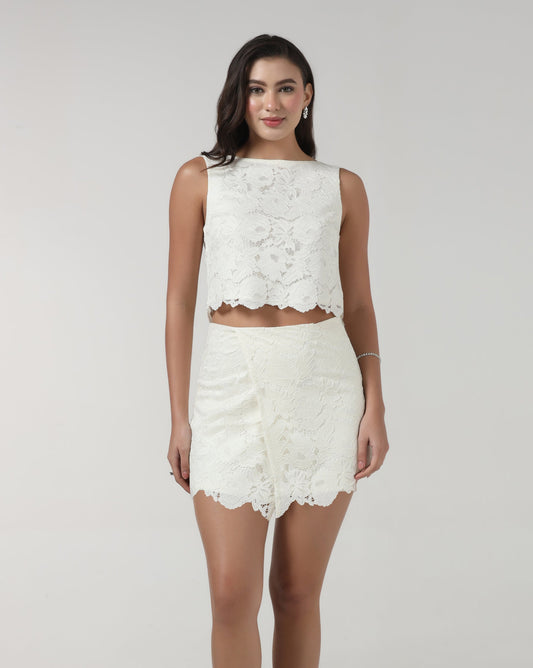 Ivory Lace Up Skort