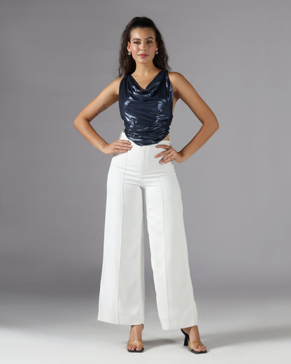Deep blue metallic top