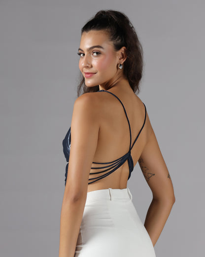 Deep blue metallic top
