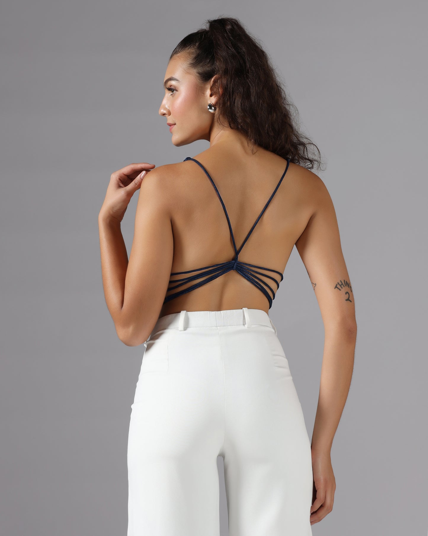 Deep blue metallic top