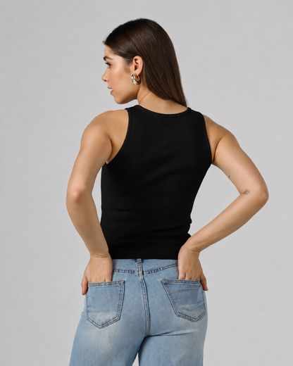 Stone Cutout Ribbed Tank