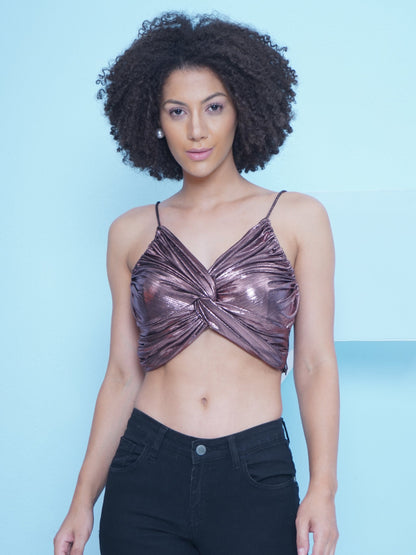 Rose Metallic Bralette Top